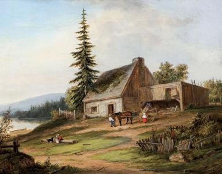 Cornelius Krieghoff A Pioneer Homestead oil painting image